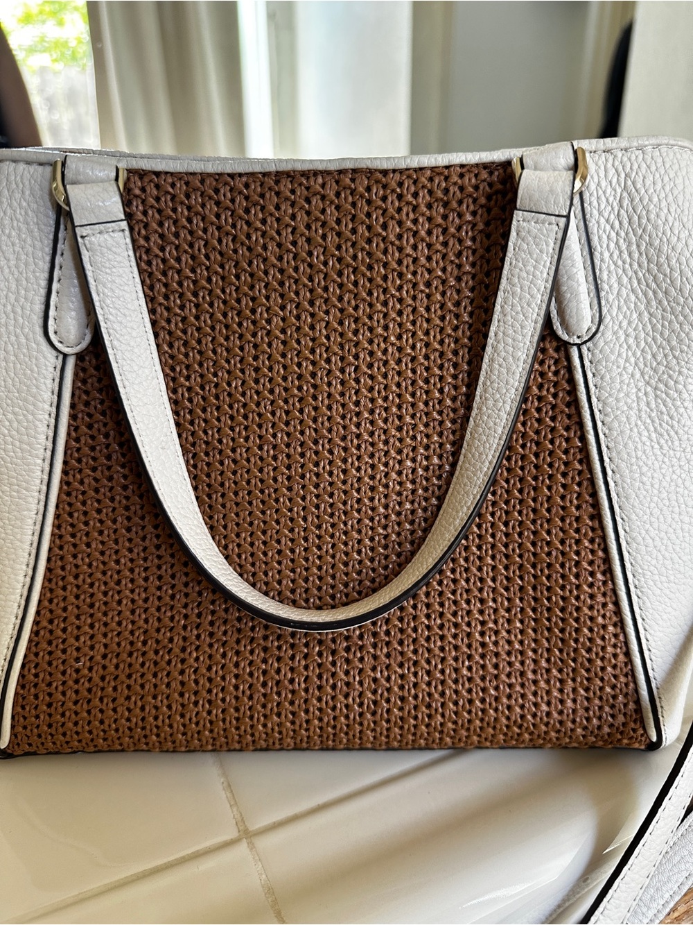 Kate Spade New York Jackson Straw Medium Triple Closure Satchel Handbag Purse - Picture 9 of 14